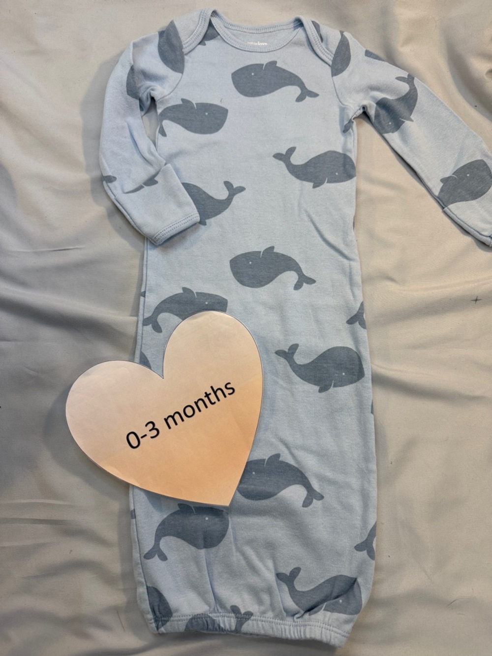 Simple Light Blue Baby Sleep Sack with Dark Blue Whale Print